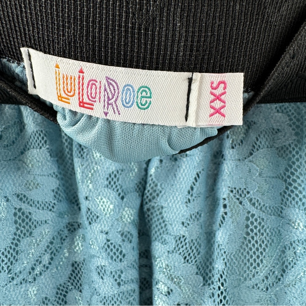 LuLaRoe Lola Skirt – Black Waistband with Teal/Turquoise Lace, NWT, Size XXS - Picture 4 of 8